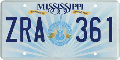 MS license plate ZRA361