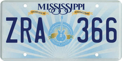 MS license plate ZRA366