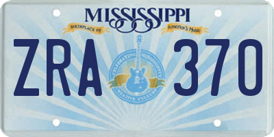 MS license plate ZRA370