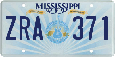 MS license plate ZRA371