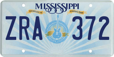 MS license plate ZRA372