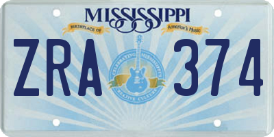 MS license plate ZRA374