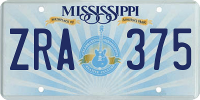 MS license plate ZRA375
