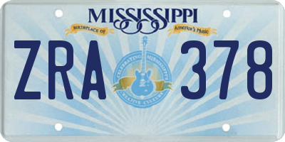 MS license plate ZRA378