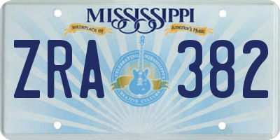 MS license plate ZRA382