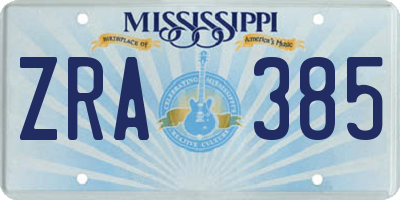 MS license plate ZRA385