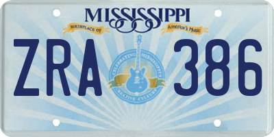 MS license plate ZRA386