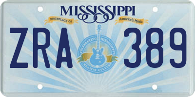 MS license plate ZRA389