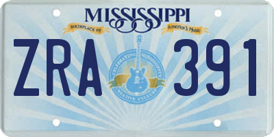 MS license plate ZRA391