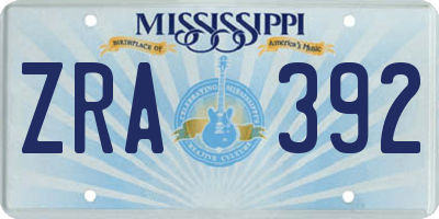 MS license plate ZRA392