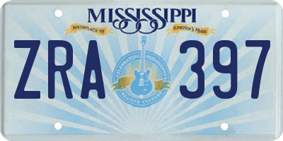 MS license plate ZRA397