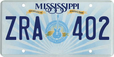 MS license plate ZRA402