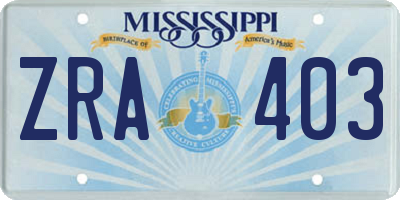 MS license plate ZRA403