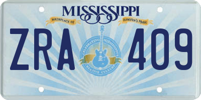MS license plate ZRA409