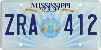 MS license plate ZRA412