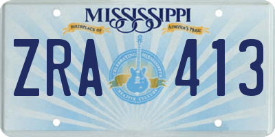 MS license plate ZRA413