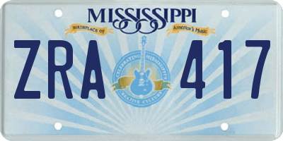 MS license plate ZRA417