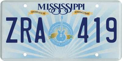 MS license plate ZRA419