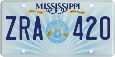MS license plate ZRA420