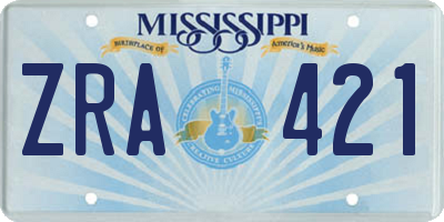 MS license plate ZRA421