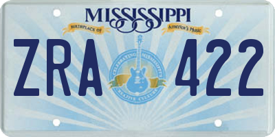 MS license plate ZRA422