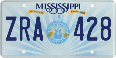 MS license plate ZRA428