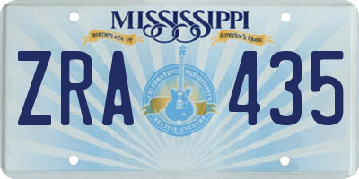 MS license plate ZRA435