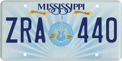 MS license plate ZRA440