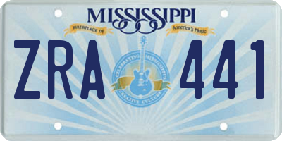MS license plate ZRA441