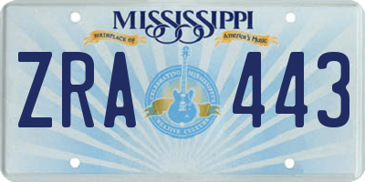 MS license plate ZRA443