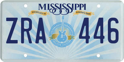 MS license plate ZRA446