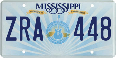 MS license plate ZRA448