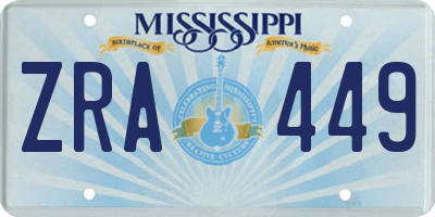 MS license plate ZRA449
