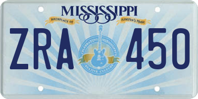 MS license plate ZRA450