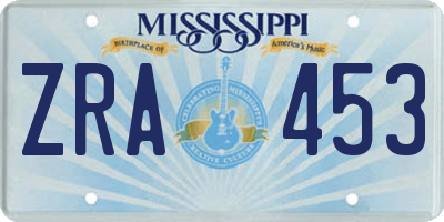 MS license plate ZRA453