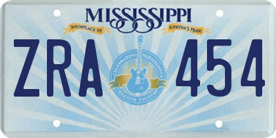 MS license plate ZRA454