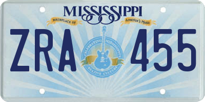 MS license plate ZRA455