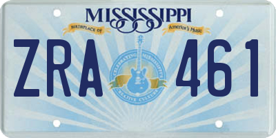 MS license plate ZRA461