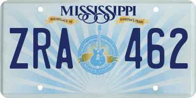 MS license plate ZRA462