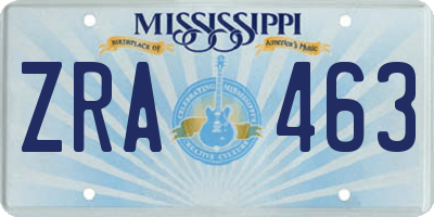 MS license plate ZRA463