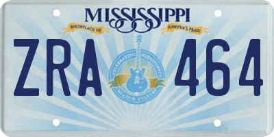 MS license plate ZRA464