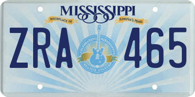 MS license plate ZRA465