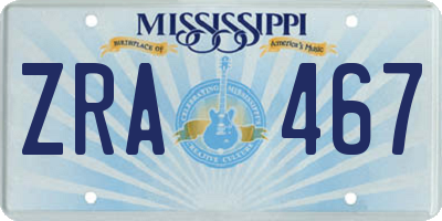 MS license plate ZRA467