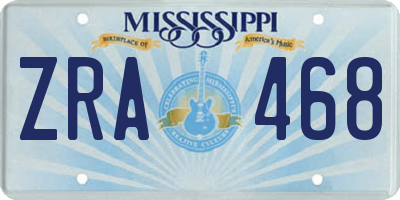 MS license plate ZRA468