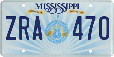 MS license plate ZRA470