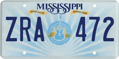 MS license plate ZRA472