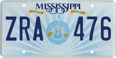 MS license plate ZRA476