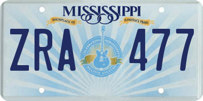 MS license plate ZRA477