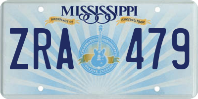 MS license plate ZRA479