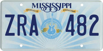 MS license plate ZRA482